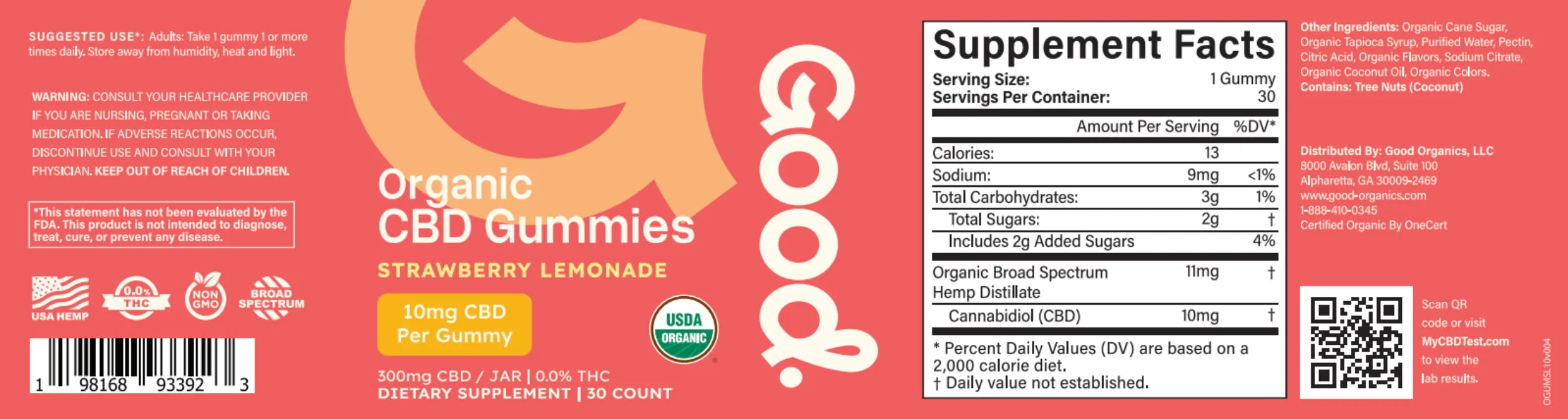 Organic CBD Gummies Strawberry Lemonade (10mg and 25mg) - Good Organics