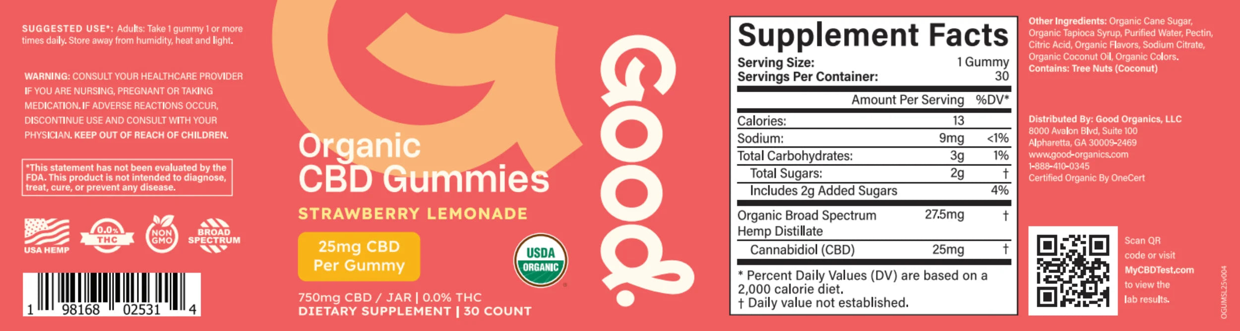 Organic CBD Gummies Strawberry Lemonade (10mg and 25mg) - Good Organics