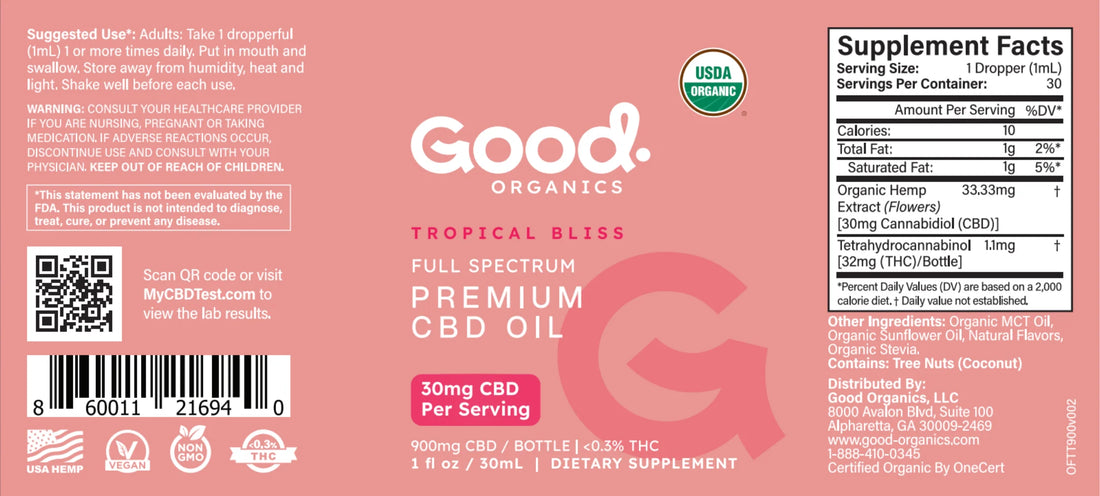 Tropical Bliss: Organic Full Spectrum CBD Tincture - Good Organics