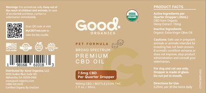 Organic CBD Oil Tincture Pets - Dogs, Cats &amp; More - Good Organics