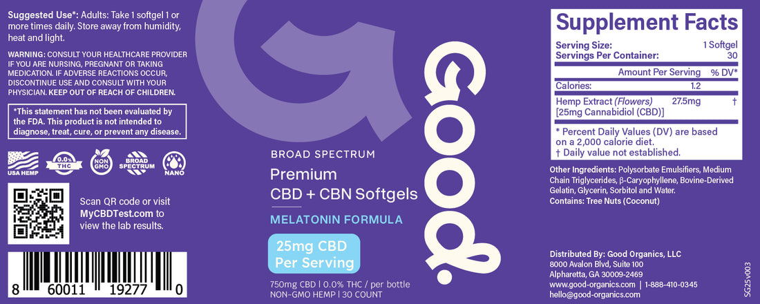 CBD SLEEP SOFTGELS WITH MELATONIN &amp; CBN (750MG TOTAL)